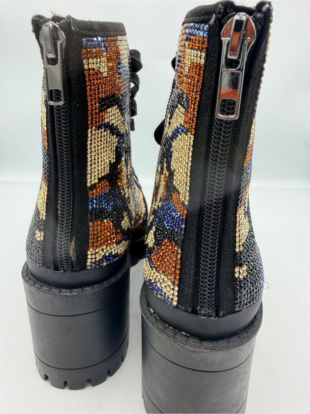 Steve Madden Women's Multicolor Embellished Lace-Up Platform Ankle Boot - Picture 3 of 10